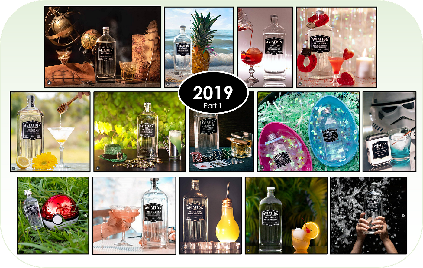 A compilation of the first half of Starkloff’s photography work during 2019 to promote Aviation Gin