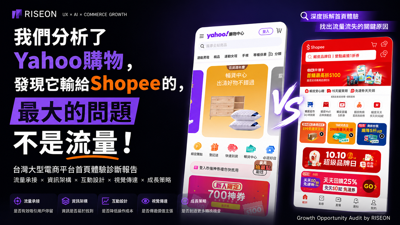 我們分析了 Yahoo 購物，發現它輸給 Shopee 的，最大問題可能不是流量。