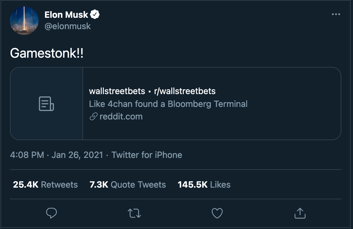 Musk Tweets & r/wallstreetbets. All bets on? Speculative market… | by  Stephen Reza | DataDrivenInvestor
