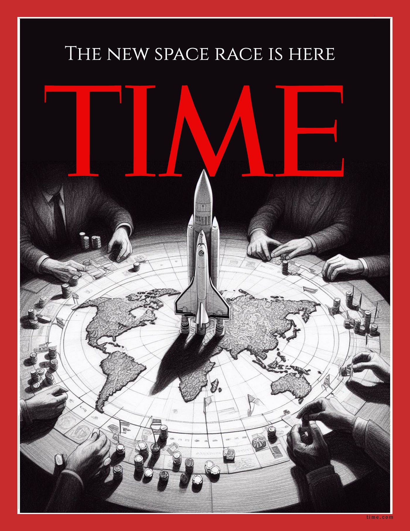 AI generative art cover for Time magazine, space races