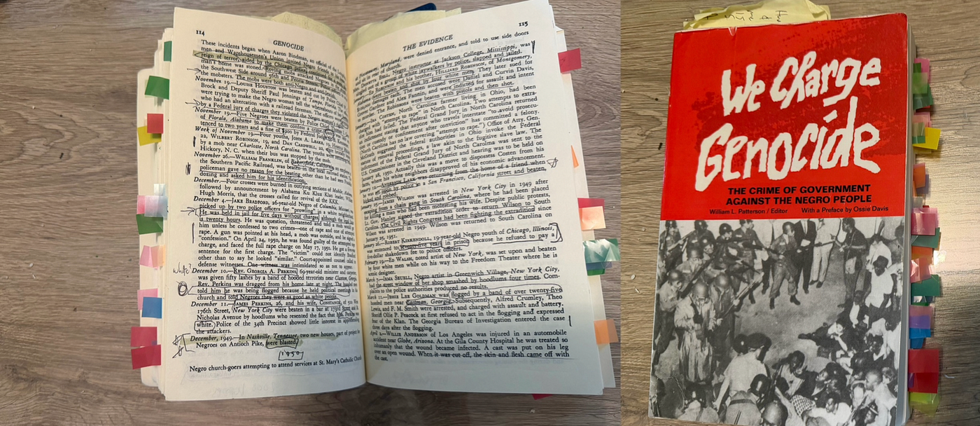 The Civil Rights Congress’ We Charge Genocides Petition to UN {photo by author of book}