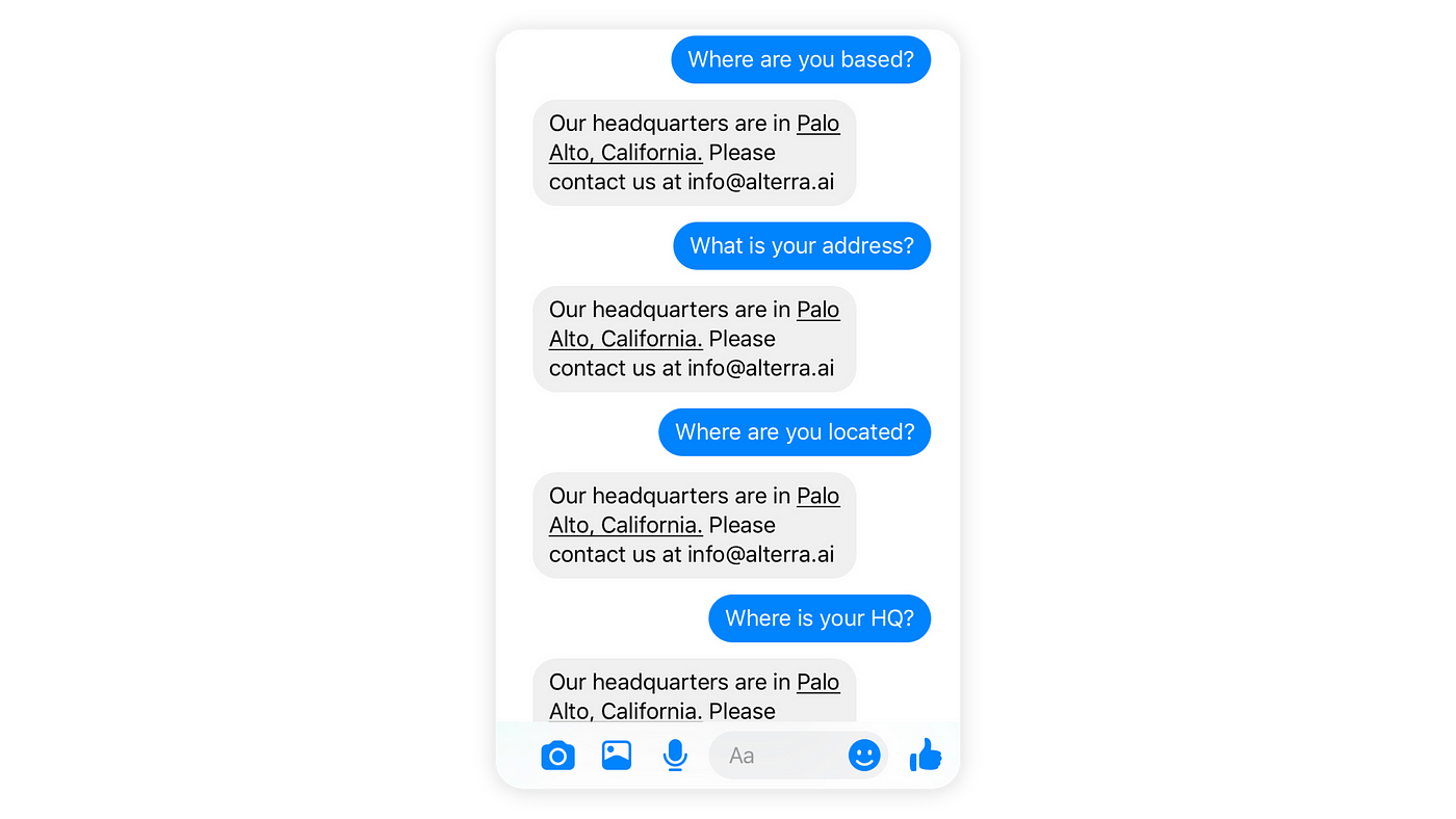Introducing Alterra Answer Bot + Chatfuel Integration | by Irina Peregud |  Chat about chat — Alterra.ai | Medium