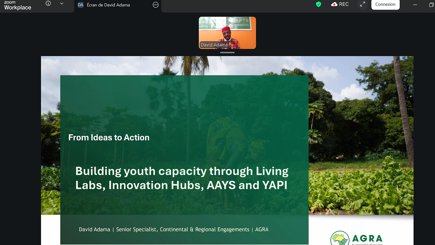 Intervention by Mr. David Adama, Senior Specialist at AGRA, during the webinar. © CERFAM.