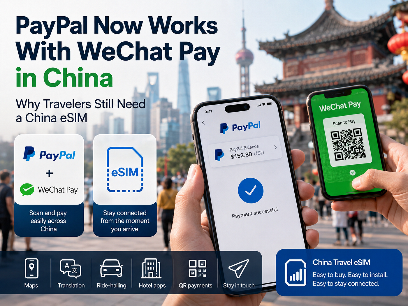PayPal Now Works With WeChat Pay in China — Why Travelers Still Need a China eSIM
