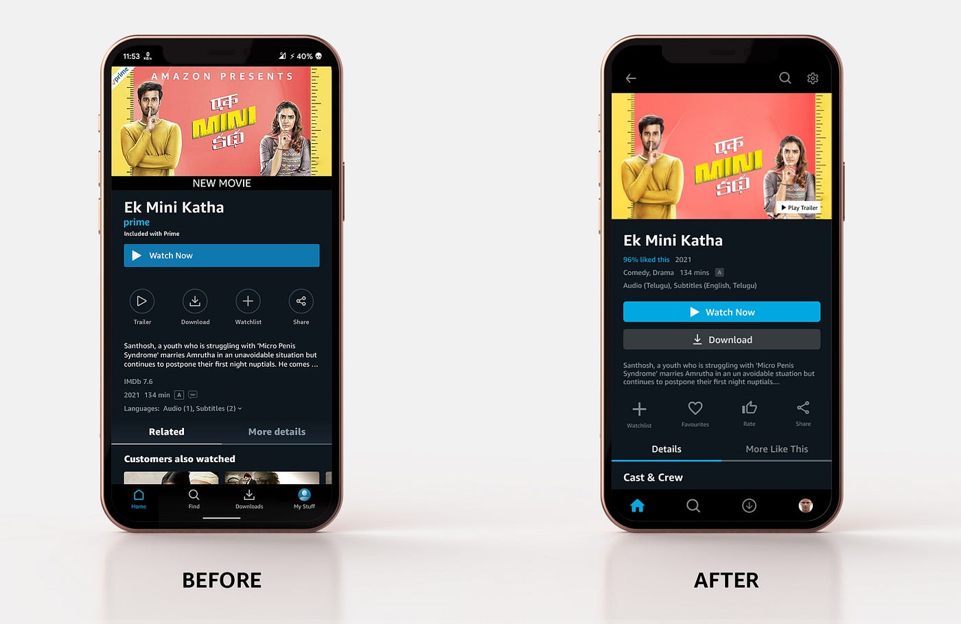 Case study: Redesigning the Amazon Prime Video app | by Sathya Medicherla |  Bootcamp