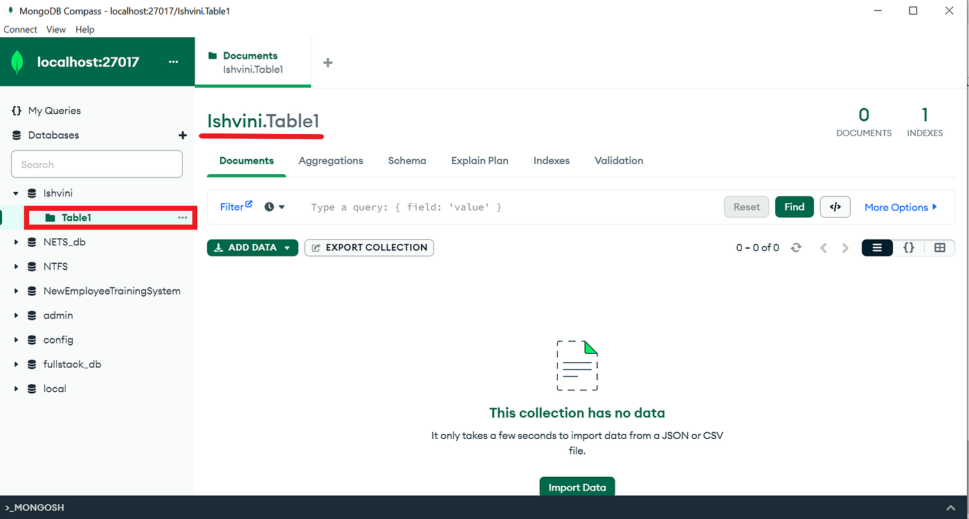 MongoDB Compass: Create Database and Insert Document | by Ishvini Anuraj |  Medium