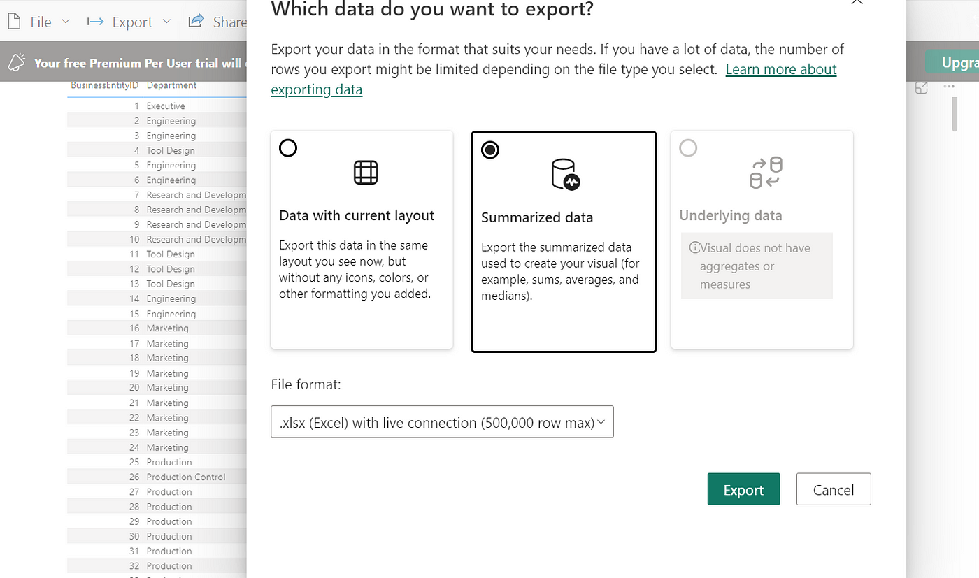 Using Power BI export with a live connection | by Adekalu Adedayo | Medium