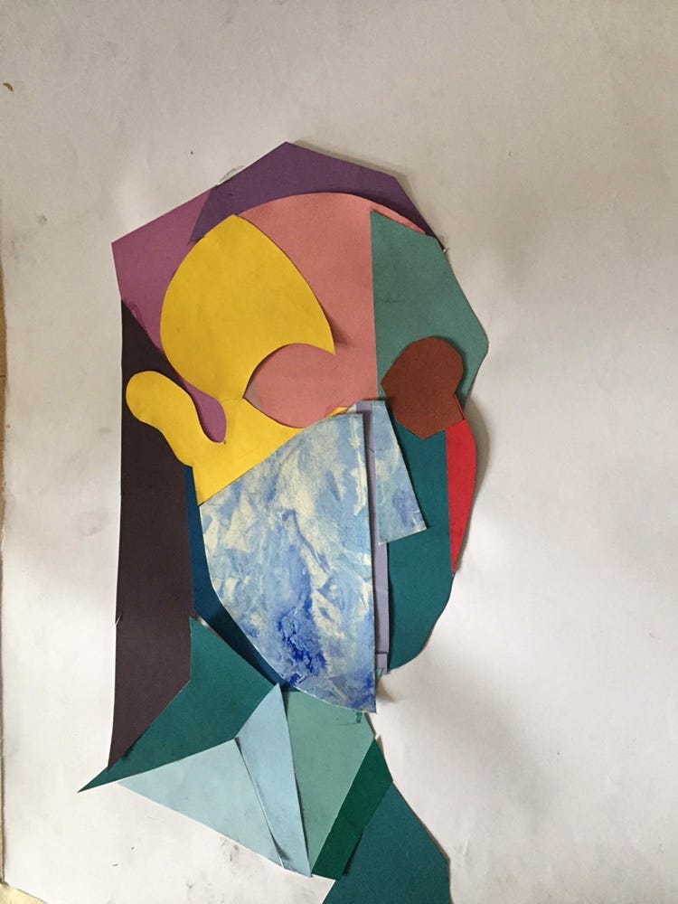 Finalmente, aquí, como es, probablemente, evitente, utilicé la técnica de collage.