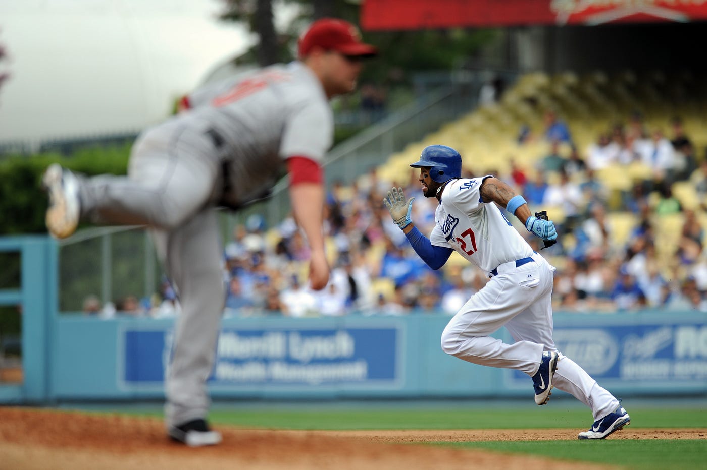 Matt Kemp was the NL Hank Aaron Award winner in 2011 and finished second in the NL MVP voting. (Juan Ocampo/Los Angeles Dodgers)
