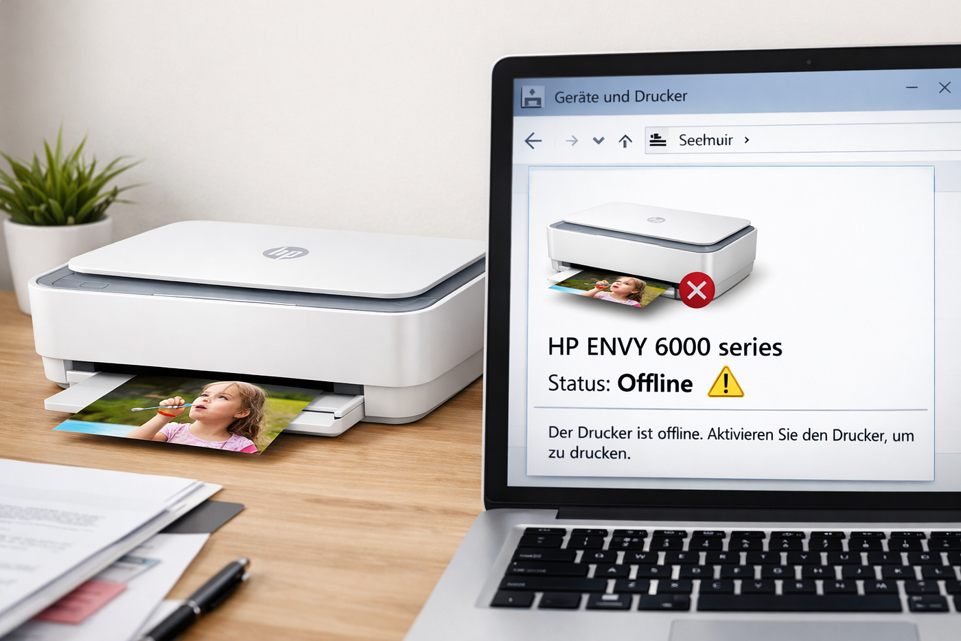 HP Envy 6000 Drucker offline Fehler — Komplette Anleitung für Anfänger