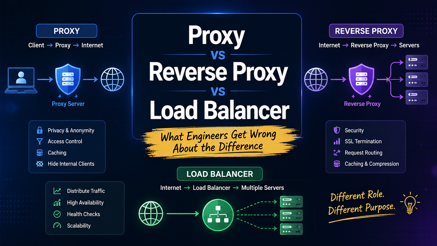 Proxy vs Reverse Proxy vs Load Balancer: What Engineers Get Wrong About the Difference