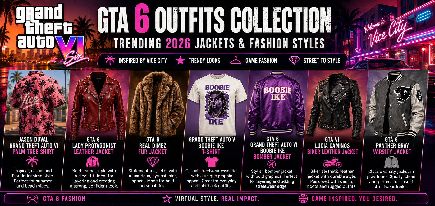 GTA 6 Outfits Collection: Trending 2026 Jackets & Fashion Styles