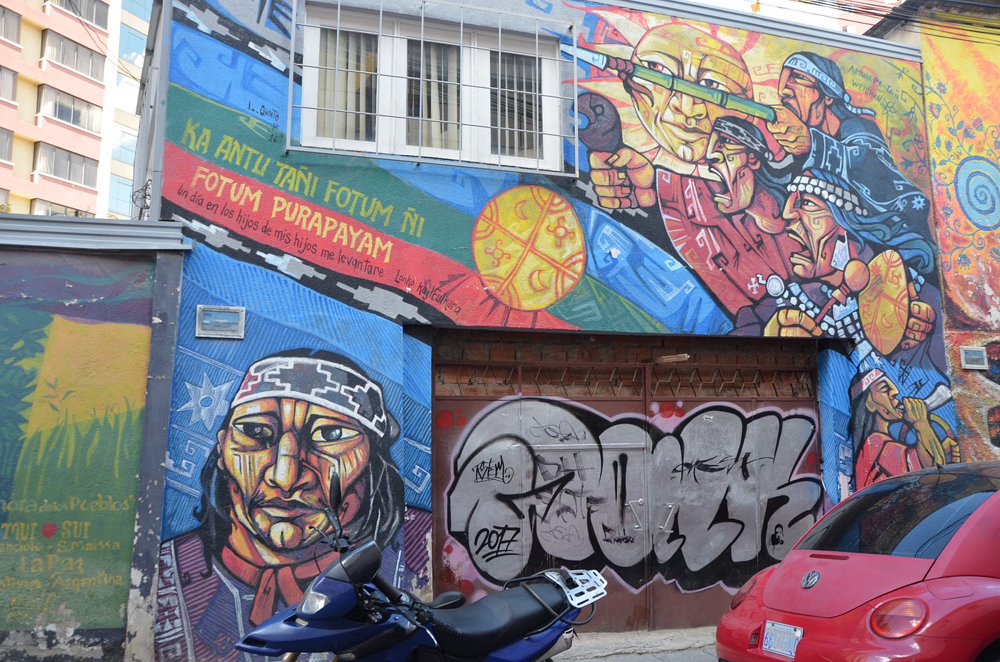 Peinture murale dans les rues de La Paz en Bolivie (copyright, Jordie Ansari, 2019).