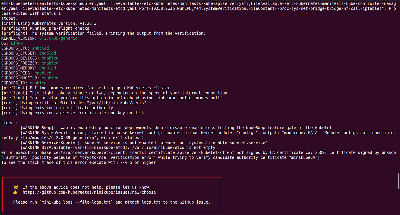 Solved: minikube installation issue — certificate apiserver-kubelet-client  not signed by CA certificate - DevOps Beacon - Medium