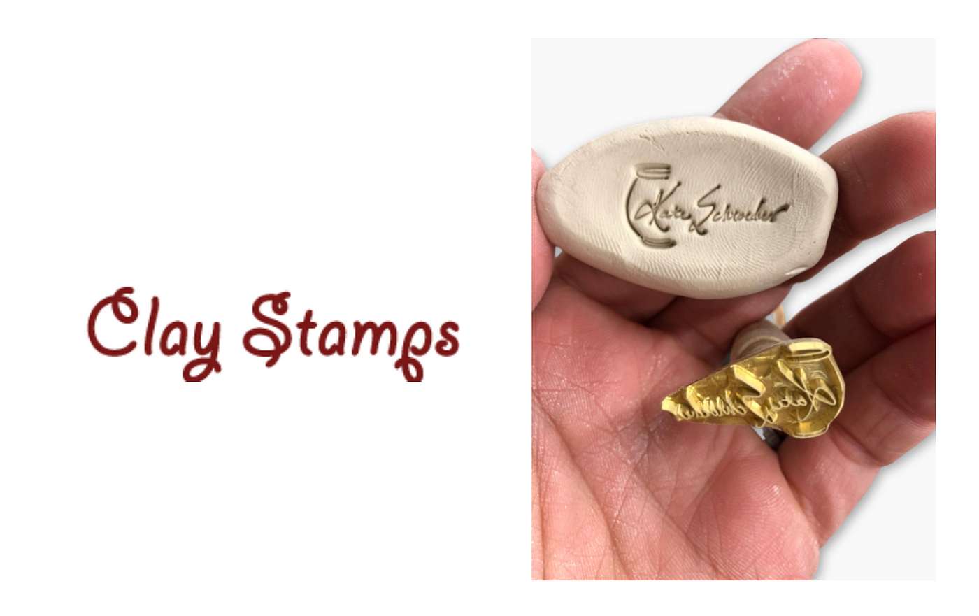 A Custom Engraved Metal (Brass) 1/2 Clay Stamp - Claystamps