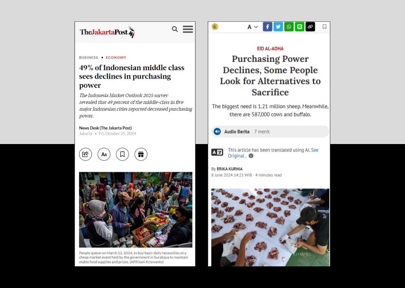 Media reports of declining consumer purchasing power