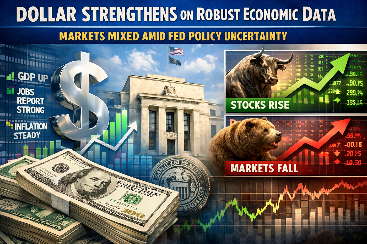 💫Dollar Strengthens on Robust Economic Data While Markets Show Mixed Performance Amid Fed Policy…