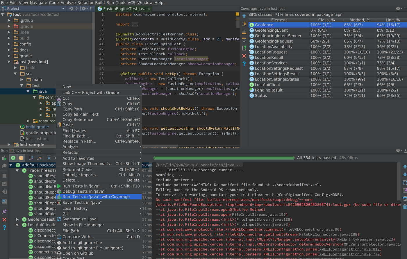 Code coverage. Android Studio has a built-in feature… | by Chuck Greb | Android  Testing | Medium