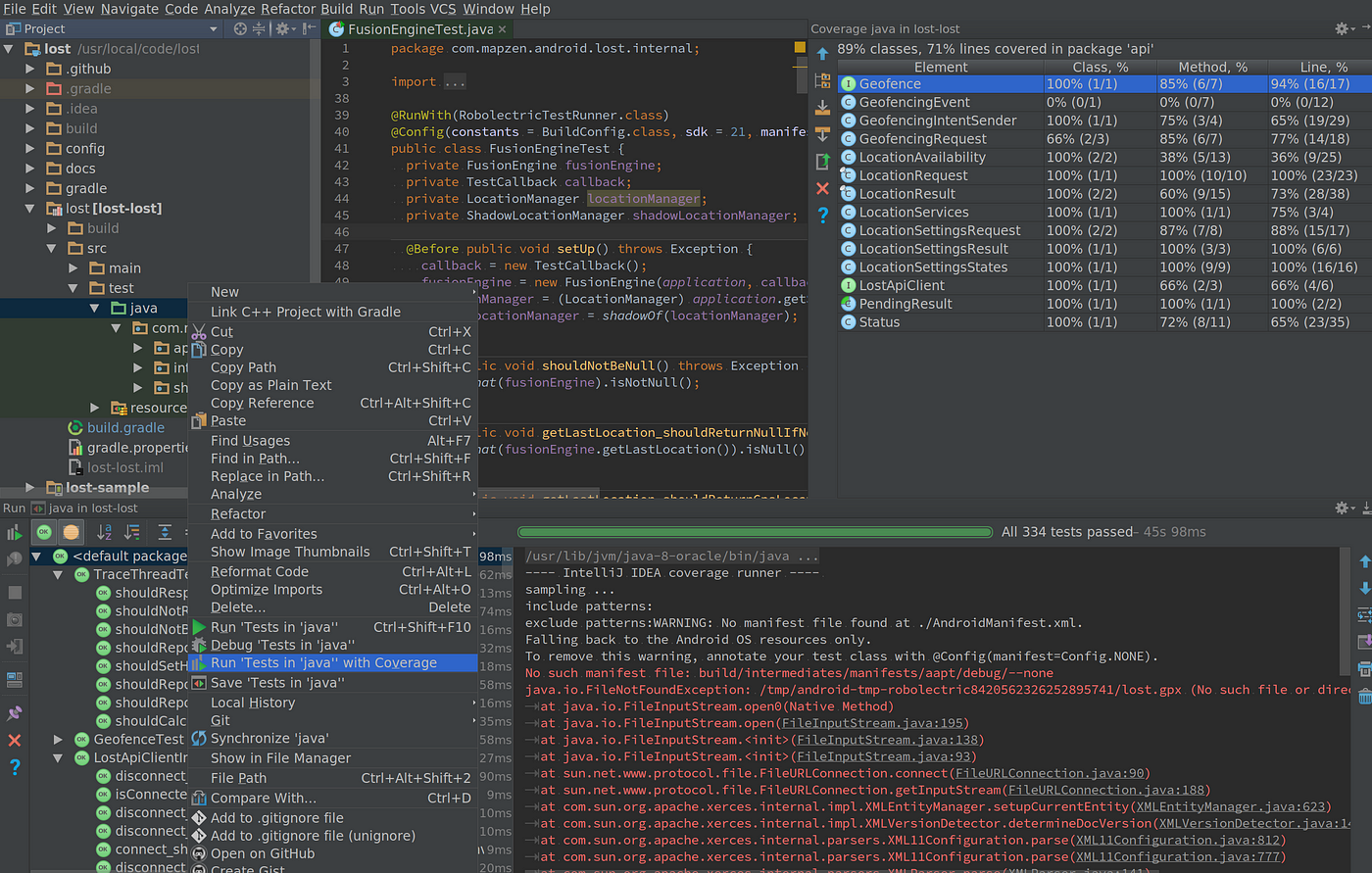 Code coverage. Android Studio has a built-in feature… | by Chuck Greb |  Android Testing | Medium