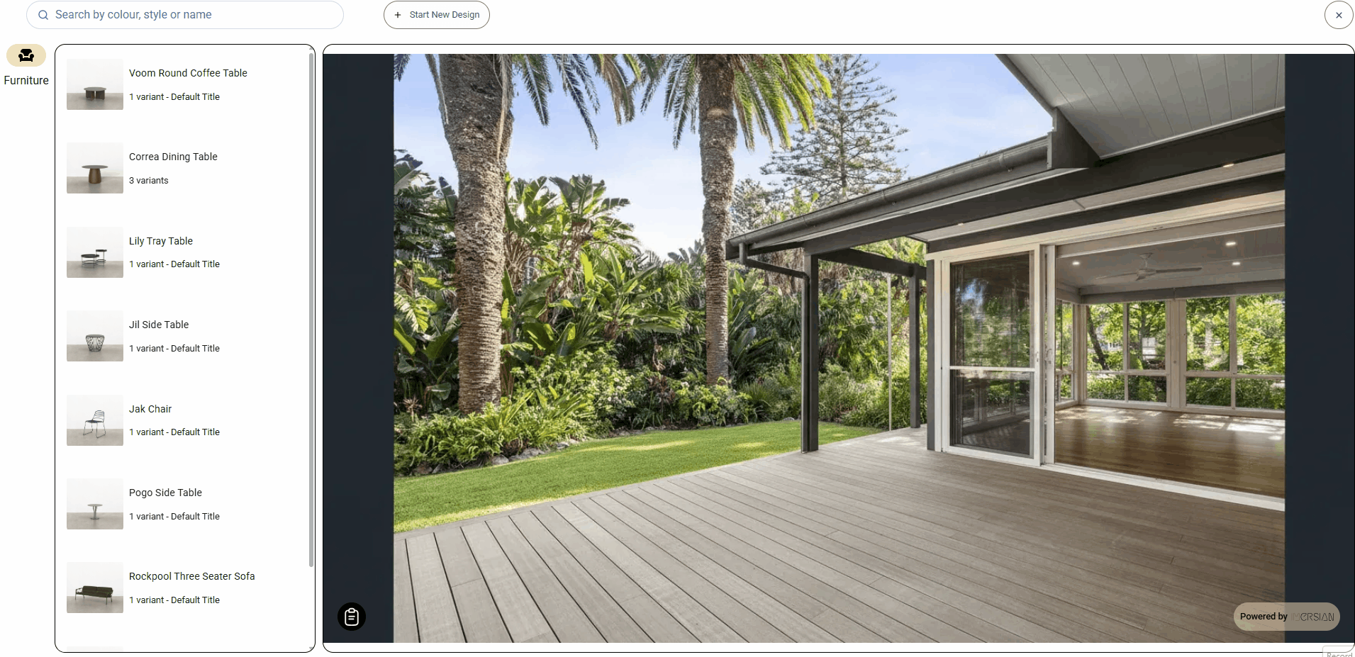Imersian Spatial Visualiser Demo: Outdoor Furniture Use Case