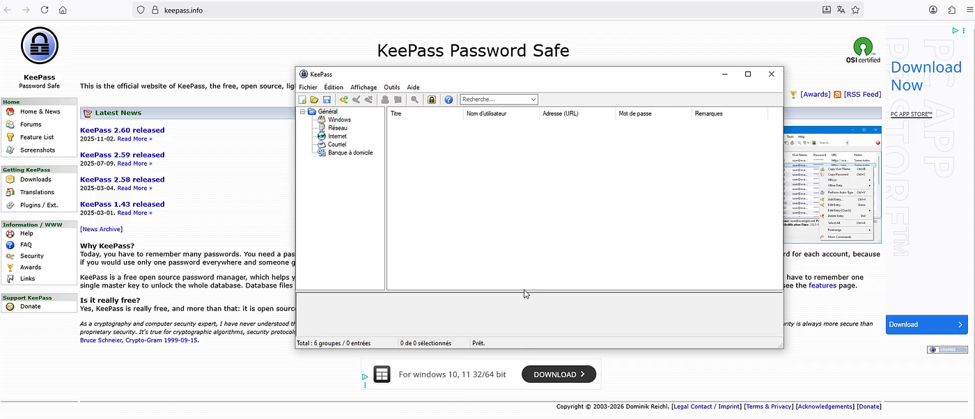 Keepass, logiciel gratuit de gestion des mots de passe