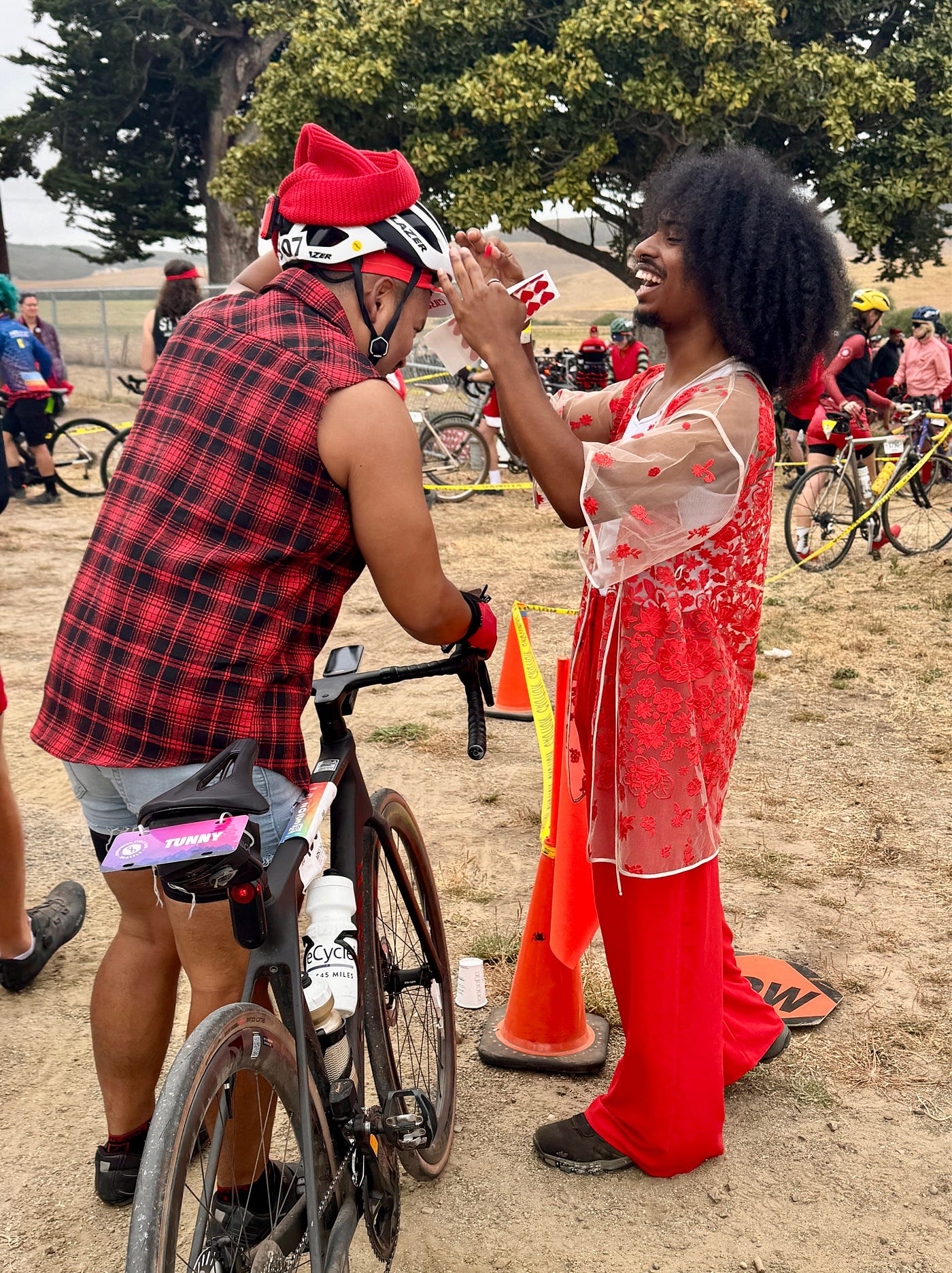 aids lifecycle red dress day Day 5 and it's time to Red Dress SLAY on this Red Dress DAY! As we approach  the switchbacks on today's route, our fun costumes unite to become a  beautiful red ribbon