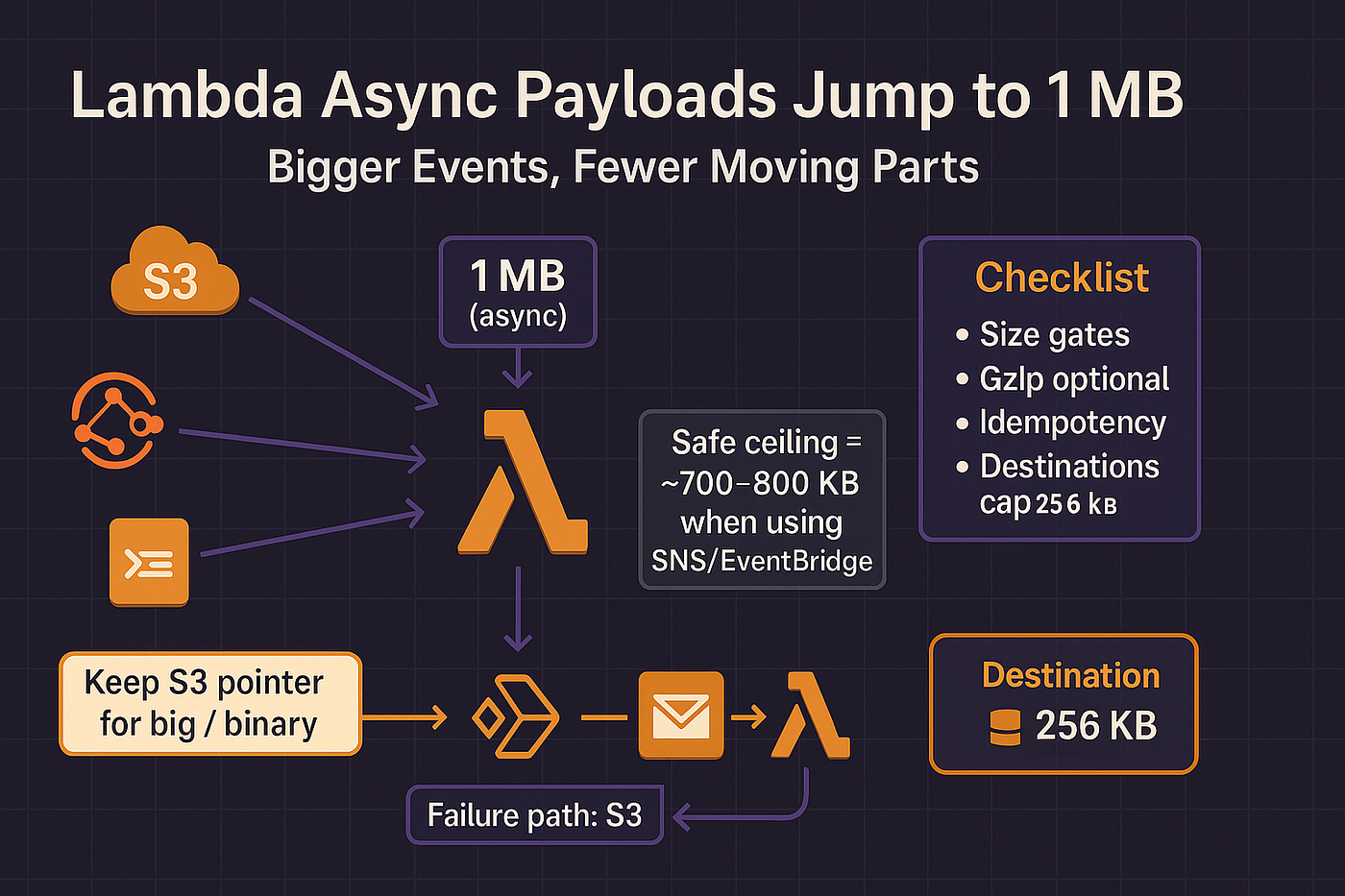 📦Lambda Async Payloads Jump to 1 MB: Bigger Events, Fewer Moving Parts