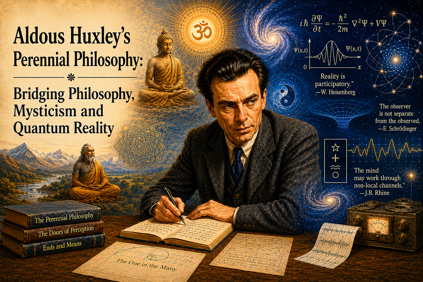 Portrait of Aldous Huxley, generated by ChatGPT and released under public domain