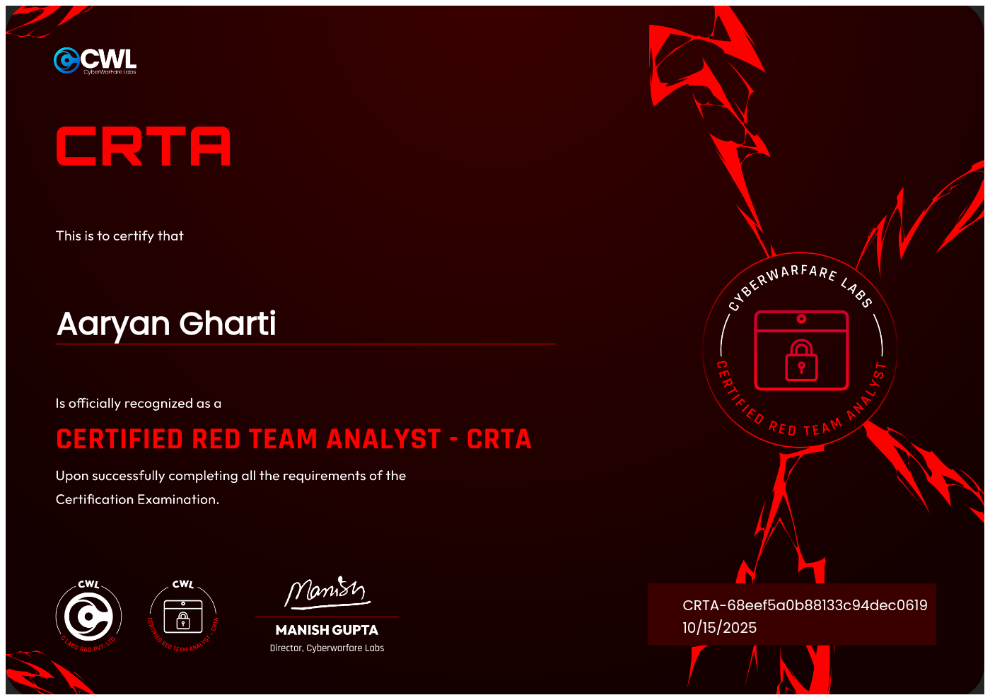 CRTA(CERTIFIED RED TEAM ANALYST)