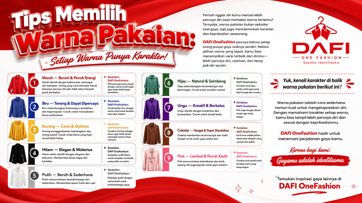 Tips Memilih Warna Pakaian: Setiap Warna Punya Karakter!