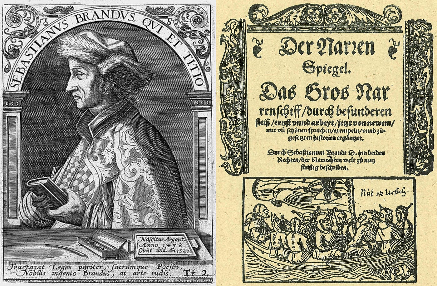 Sebastian Brant, the poem Ship of Fools. (Commons Wikipedia)