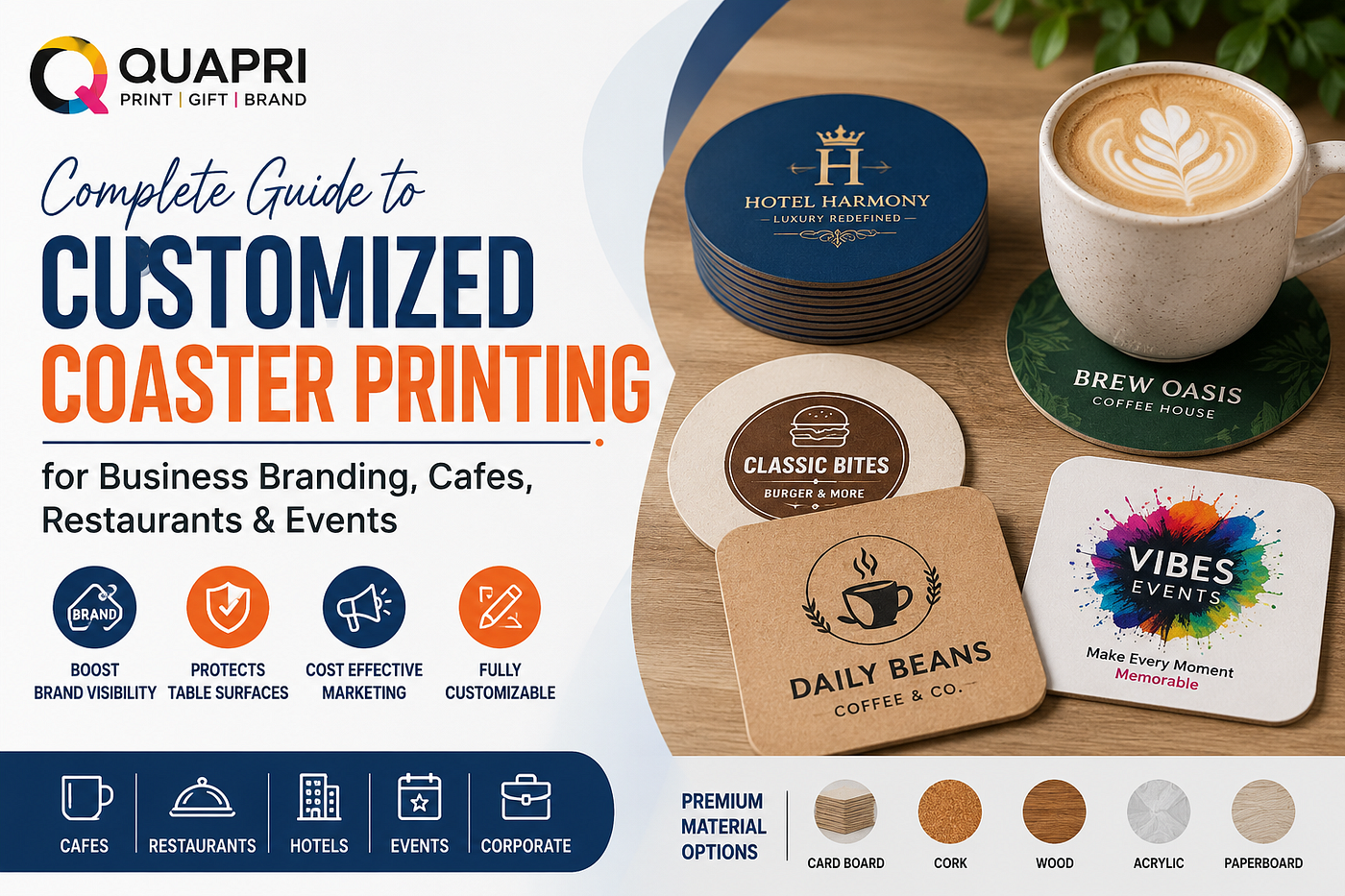 Complete Guide to Customized Coaster Printing for Business Branding, Cafes, Restaurants & Events