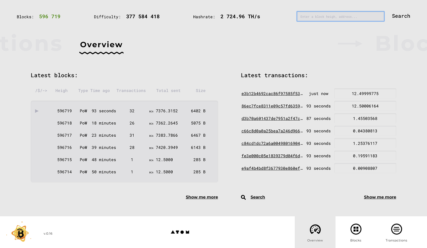 Bitcoin Atom Has Released Its New Block Explorer | by BitcoinAtom • Swaps |  Medium