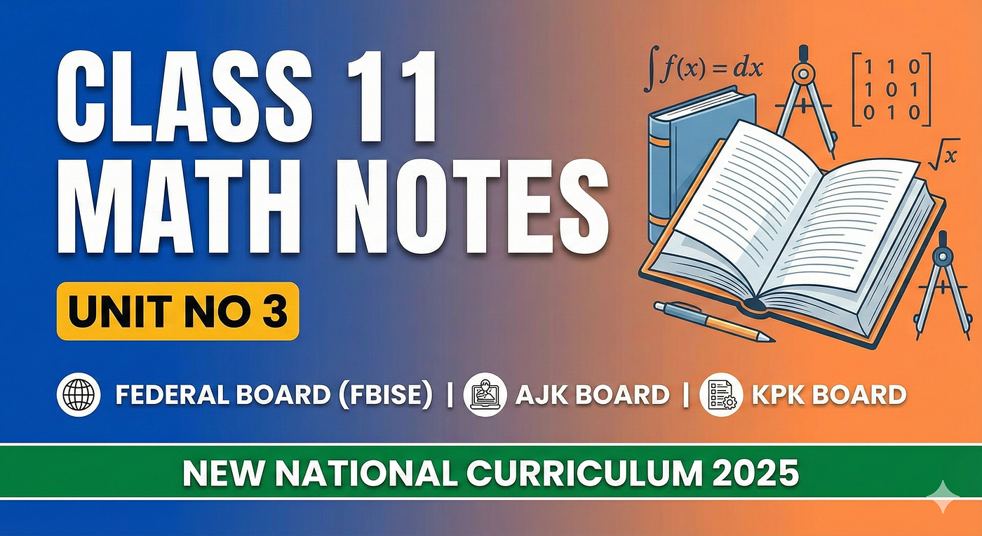 Class 11 Math Notes Chapter 3 (FBISE, AJK & KPK Boards 2025)