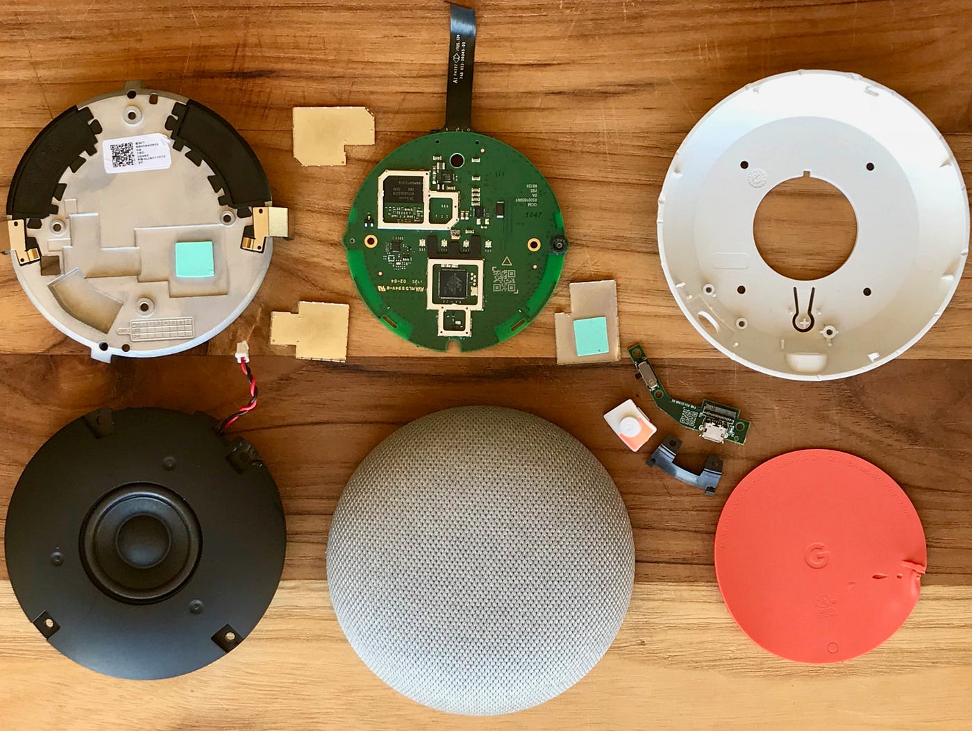 Google Home Mini teardown, comparison to Echo Dot, and giving technology a  voice, by Justin Alvey