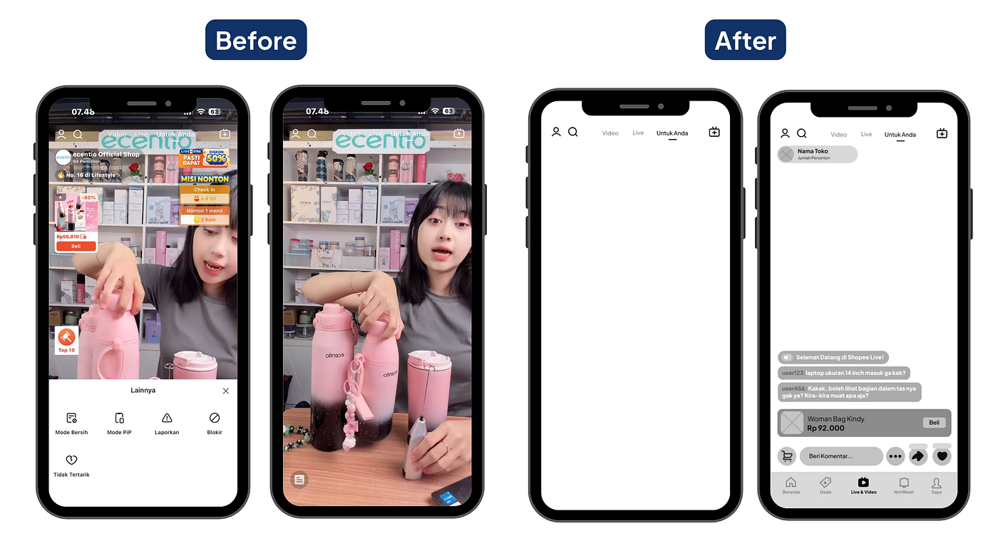 [MF] Before & After Flow 1 Layar 3 & 4— Mengaktifkan dan Menonaktifkan Clean Mode