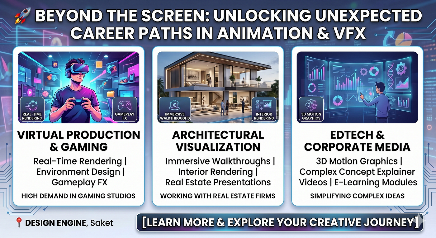 Explore high-paying animation and VFX career paths at Design Engine, Saket.
