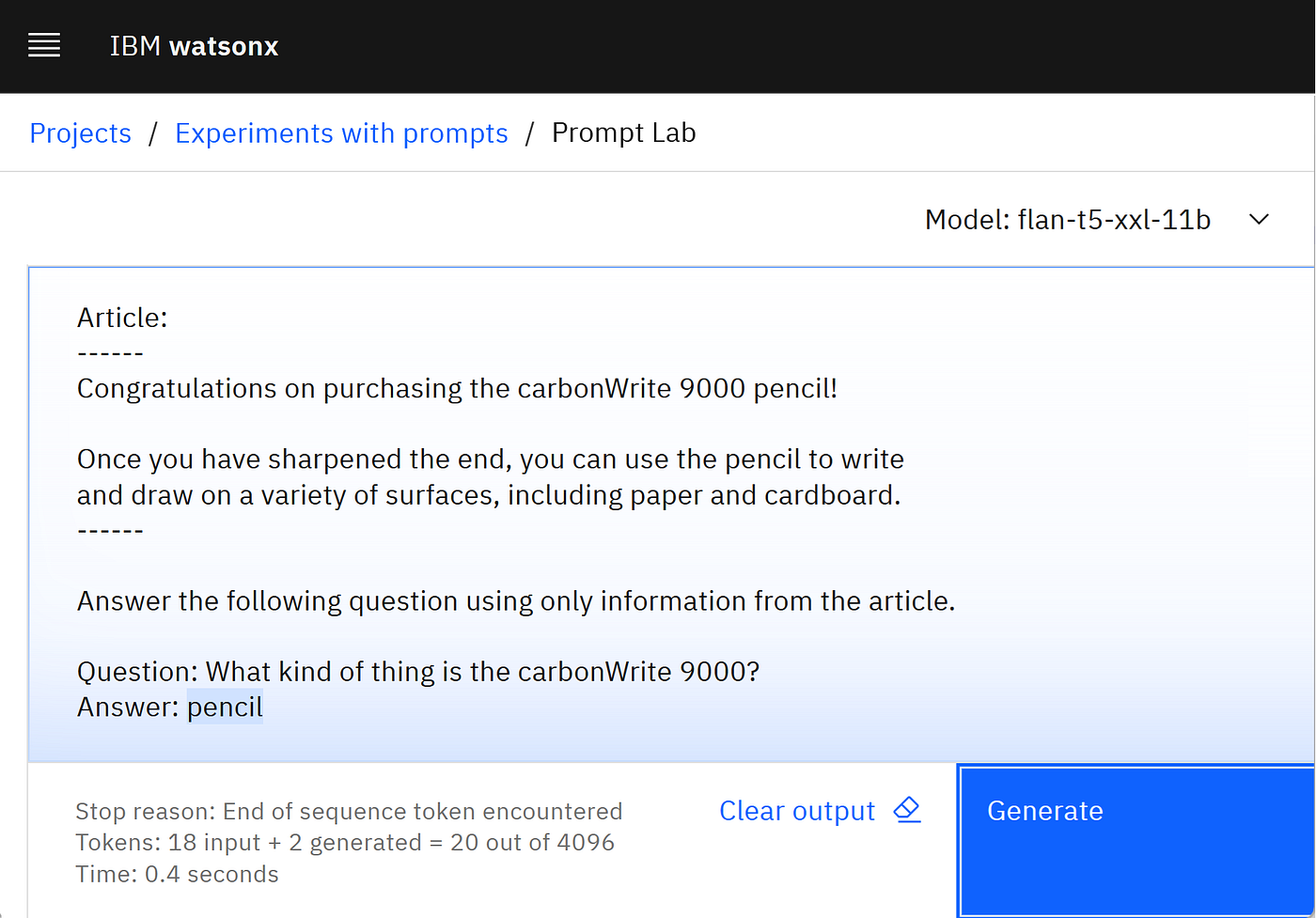 Prompting an LLM in watsonx.ai