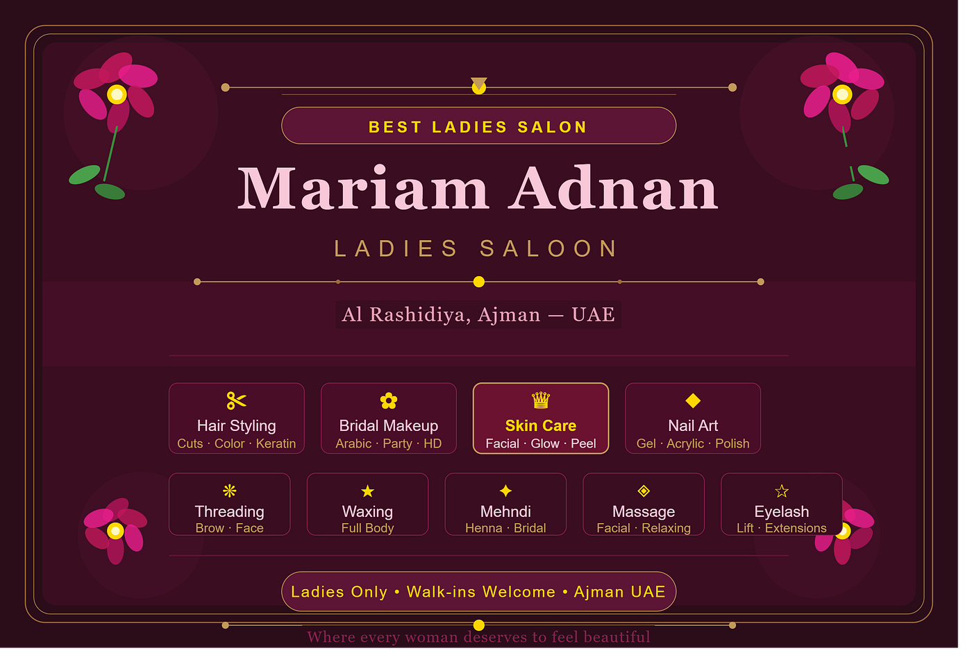 Transform Your Beauty with Mariam Adnan Ladies Saloon!