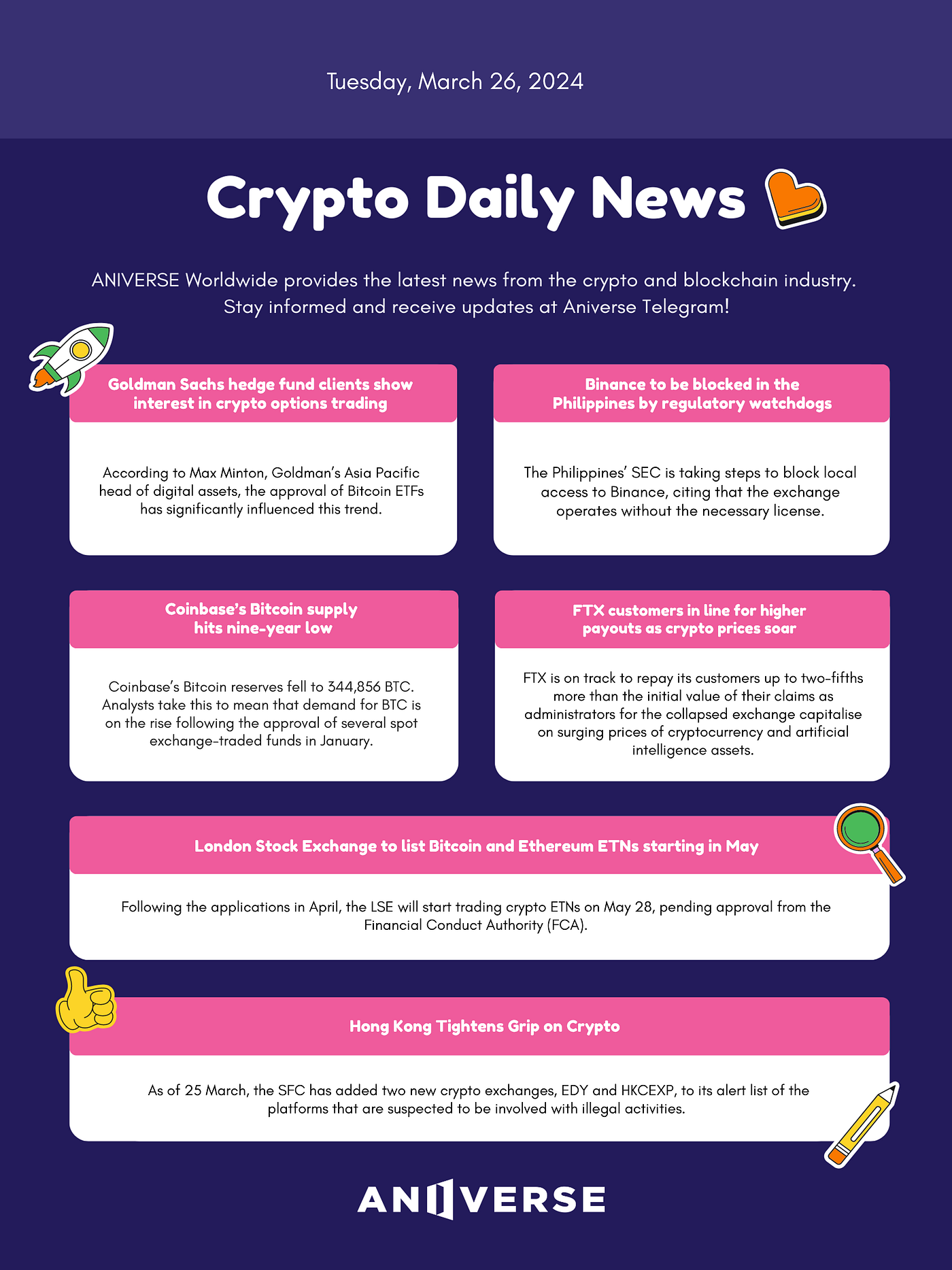Crypto ANIVERSE Crypto Daily News_March 26, 2024 | by ANIVERSE | ANIVERSE |  Medium