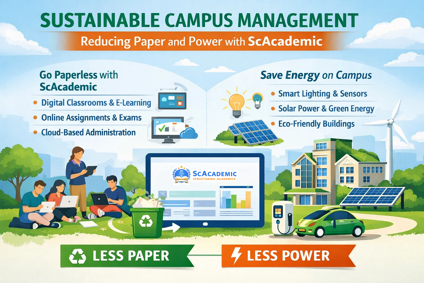 Sustainable Campus Management: Reducing Paper and Power with ScAcademic
