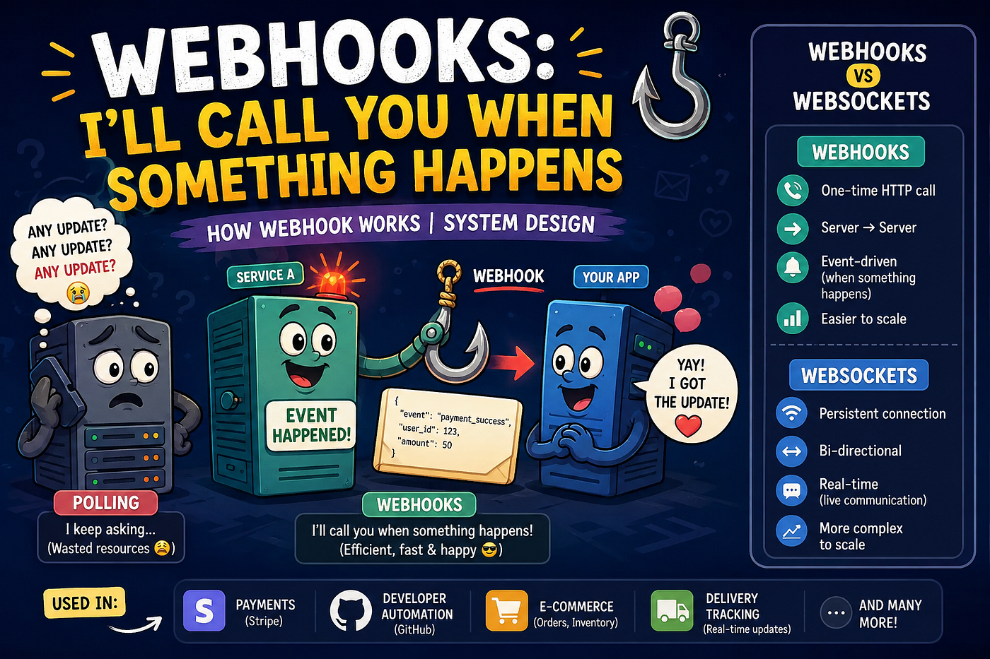 Webhooks: The “Don’t Call Me, I’ll Call You” System Design Trick (and Why Your Server Loves It)