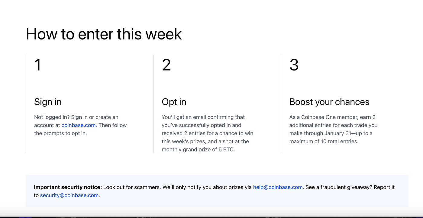 Opt in for a shot at 5 Bitcoin on Coinbase | Medium