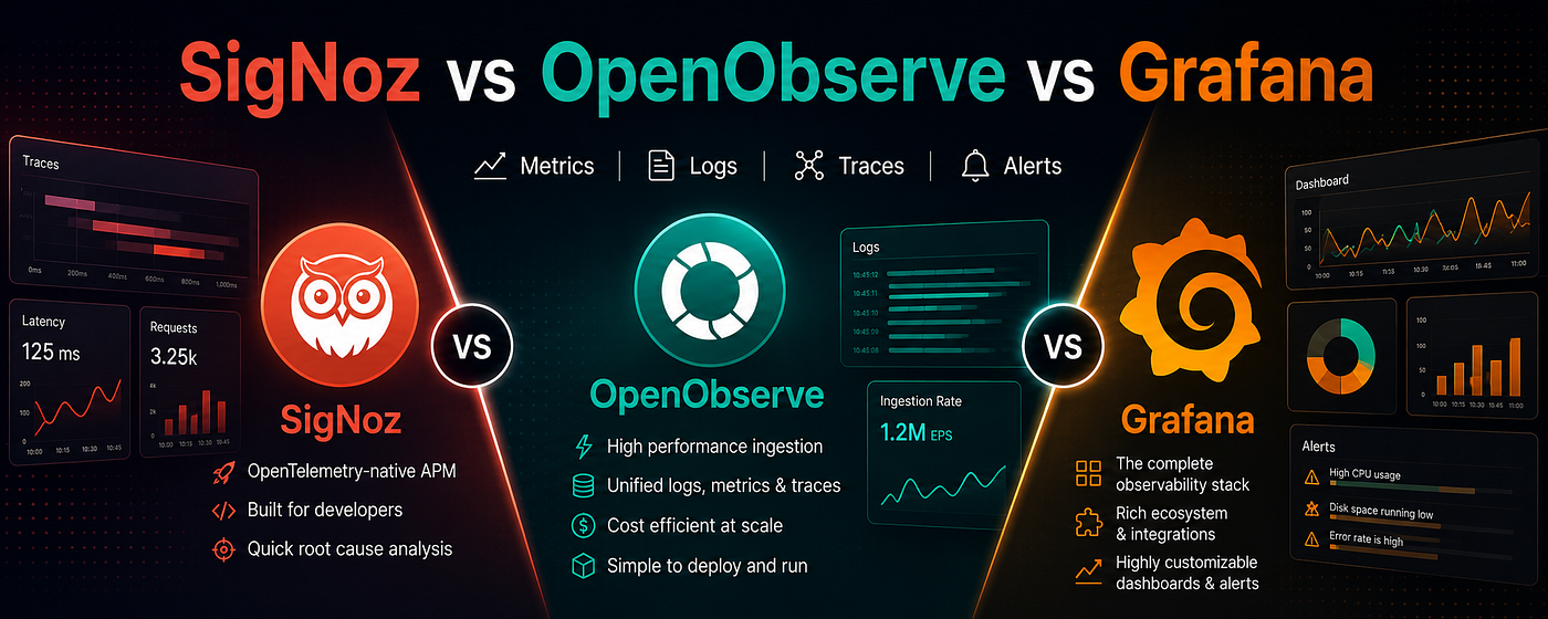 SigNoz vs OpenObserve vs Grafana