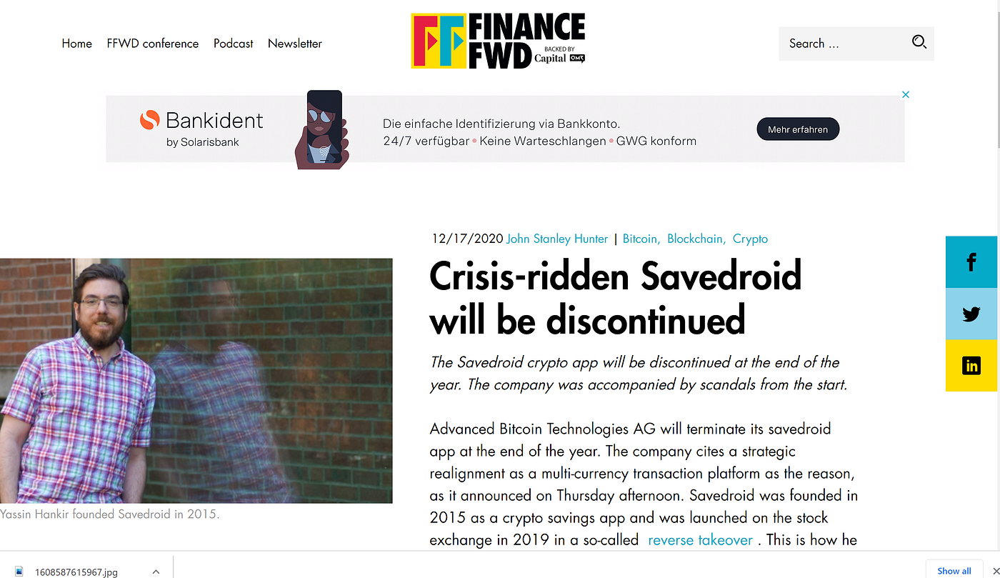 Savedroid — a controversial but iconic startup that deserved a farewell |  by Pedro Gonçalo Ferreira | FrankfurtValley | Medium