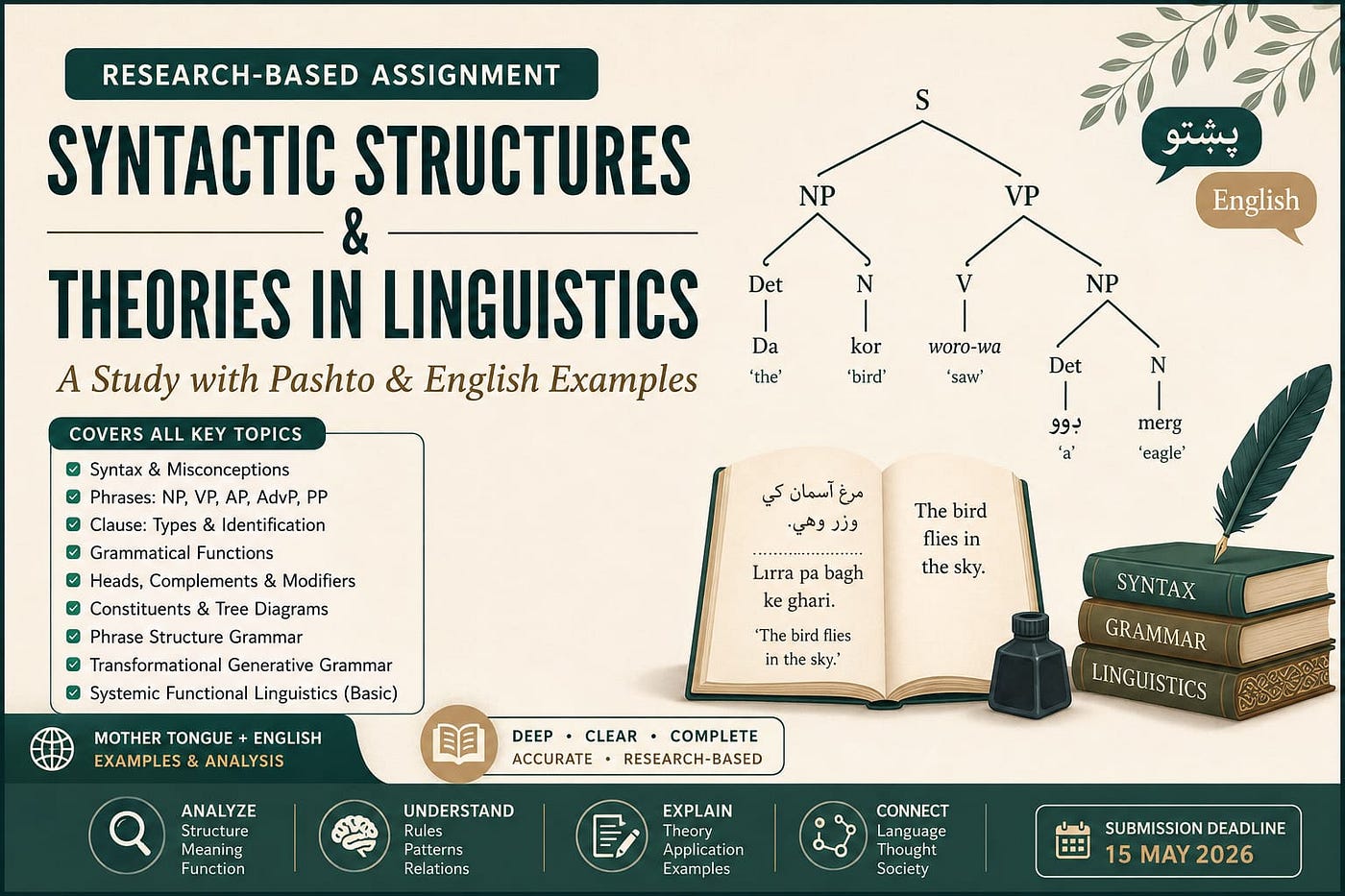 Exploring Syntactic Structures: A Comparative Analysis of English and Pashto