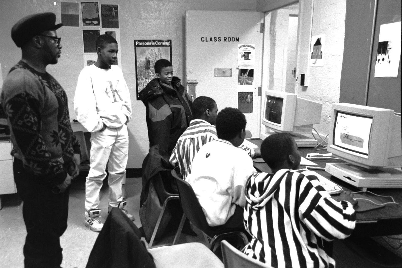 Left: My art class in The Rockaways NY (1990); Right: My computer art lab in Queens NY (1993)