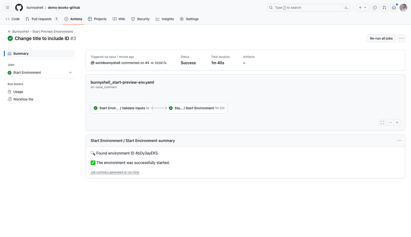 GitHub Pull Request comment + Associated Action