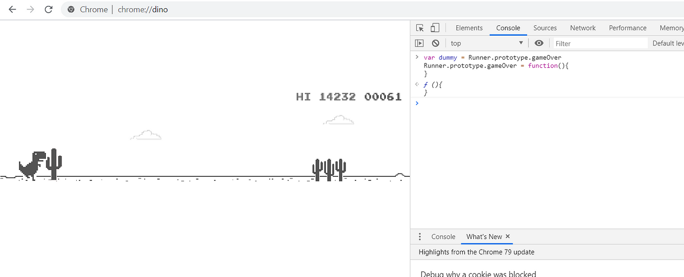 Hacking the Dino Game from Google Chrome, by Harshil Patel