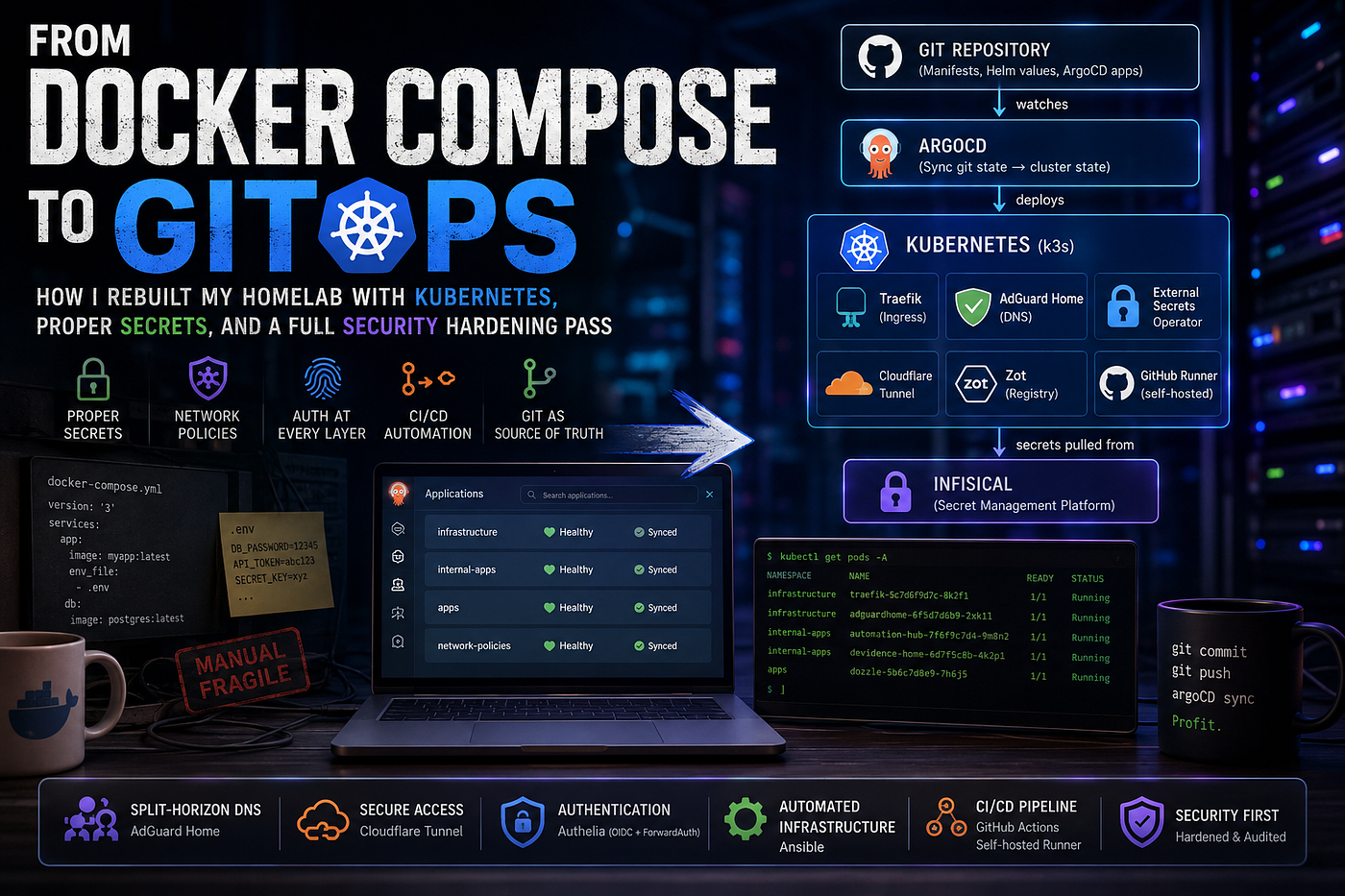🚀 De Docker Compose a GitOps: Cómo reconstruí mi homelab con Kubernetes, secretos bien gestionados…